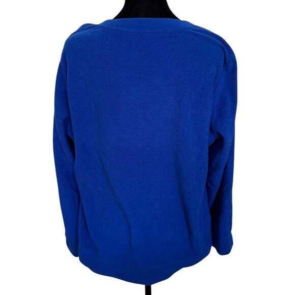 Women's Blue Fleece Petite Large (PL) V Neck Shirt Made For Life Winter Fall - Picture 2 of 9
